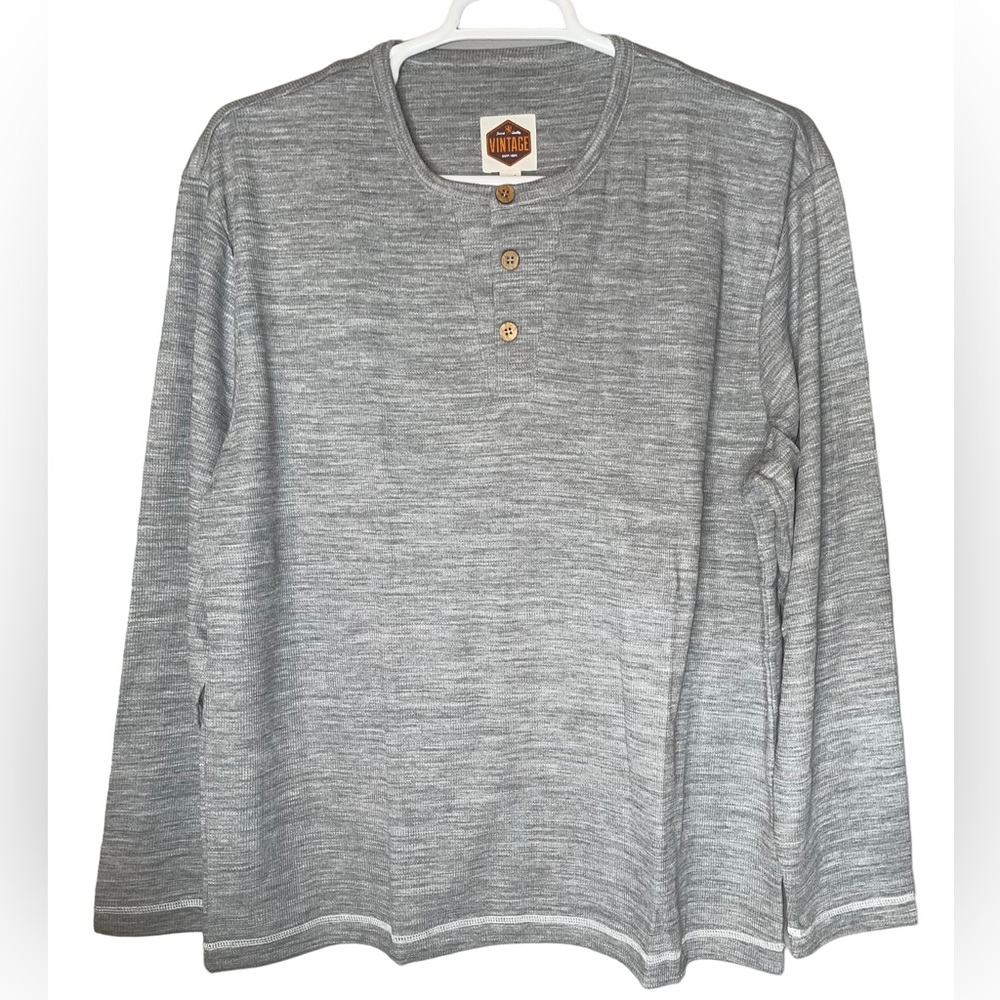 Finest Quality Vintage EST 1924 Long Sleeve Thermal Knit Shirt Gray Size XL New